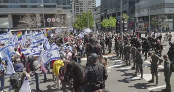 Tel Aviv Israel Marts 2023 Demonstranter Støder Sammen Med Politiet – Stock-video