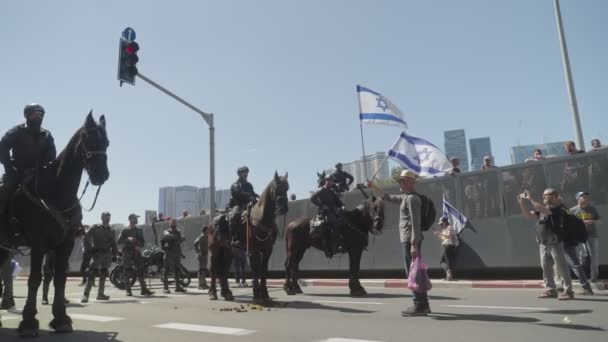 Tel Aviv Israel Marts 2023 Demonstranter Støder Sammen Med Politiet – Stock-video