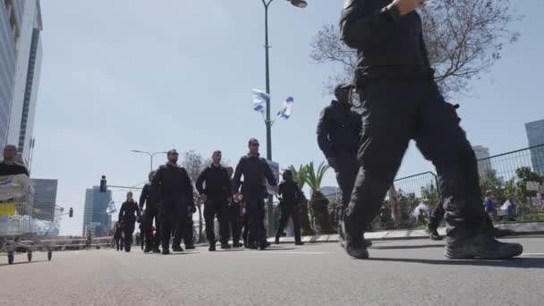 Тель Авив Марта 2023 Года Протестующие Сталкиваются Полицией Время Насильственных — стоковое видео