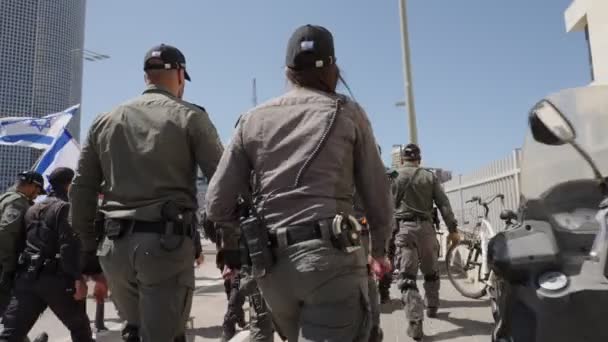Tel Aviv Israele Marzo 2023 Manifestanti Scontrano Con Forze Polizia — Video Stock