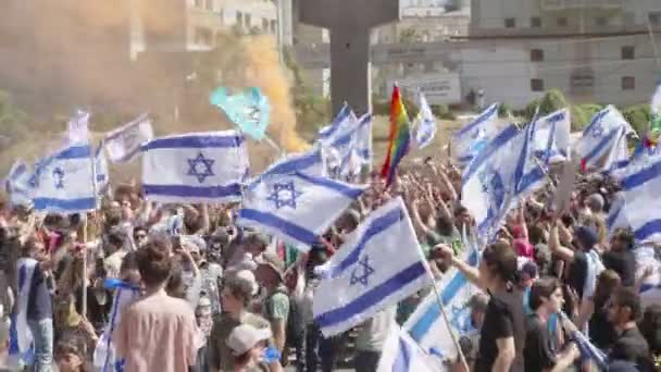 Tel Aviv Israël Maart 2023 Demonstranten Botsen Met Politiekorpsen Tijdens — Stockvideo