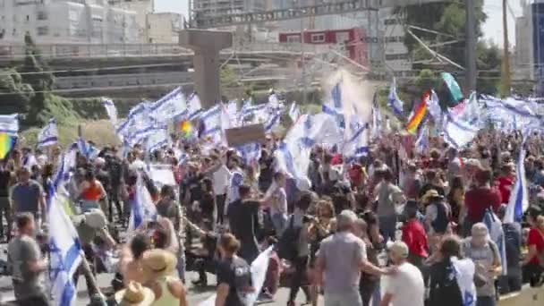 Tel Aviv Israel March 2023 Protesters Clash Police Forces Violent — Stock Video