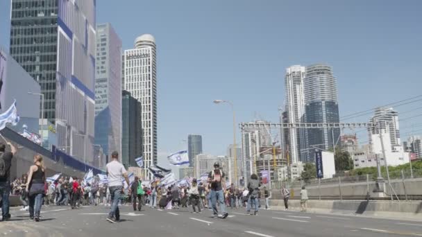 Tel Aviv Israel Março 2023 Manifestantes Entram Confronto Com Forças — Vídeo de Stock