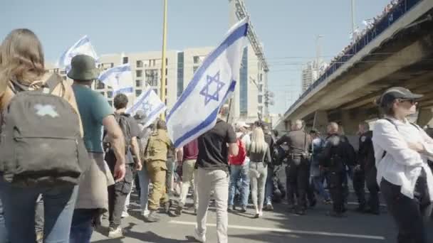 Τελ Αβίβ Israel Μαρτίου 2023 Διαδηλωτές Συγκρούονται Αστυνομικές Δυνάμεις Κατά — Αρχείο Βίντεο