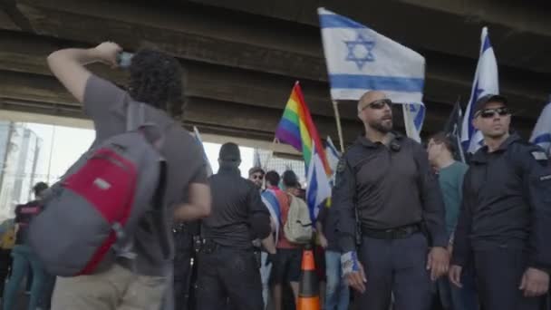 Tel Awiw Israel Marca 2023 Protestujący Zderzają Się Policją Podczas — Wideo stockowe