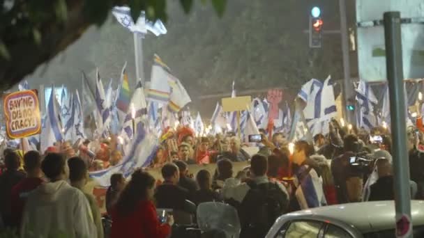 Tel Aviv Israel Mars 2023 Personnes Protestant Contre Réforme Judiciaire — Video