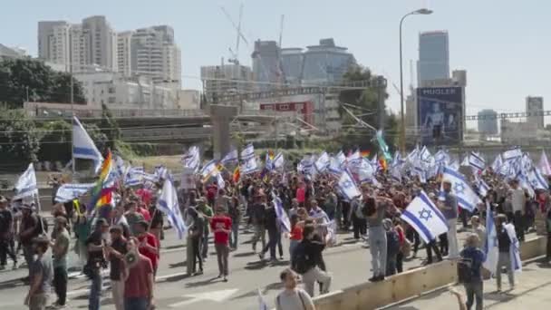 Tel Aviv Israel Března2023 Protestující Střetávají Policejními Silami Během Násilných — Stock video
