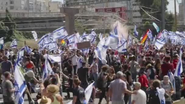 Tel Aviv Israel Mars 2023 Manifestants Conflit Avec Les Forces — Video