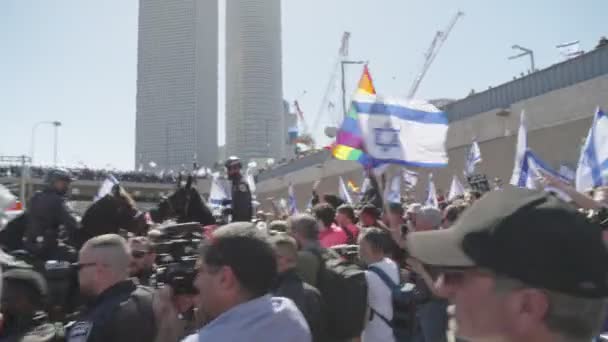 Tel Awiw Israel Marca 2023 Protestujący Zderzają Się Policją Podczas — Wideo stockowe
