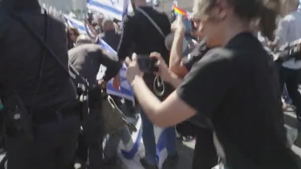 Tel Aviv Israel Березня 2023 Протестувальники Стикаються Силами Поліції Під — стокове відео