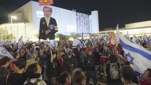 Tel Aviv Israel 2023 이스라엘 정부의 개혁에 항의하는 사람들 — 비디오