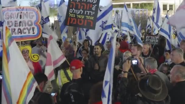 Tel Aviv Israel Marts 2023 Folk Protesterer Mod Den Israelske – Stock-video