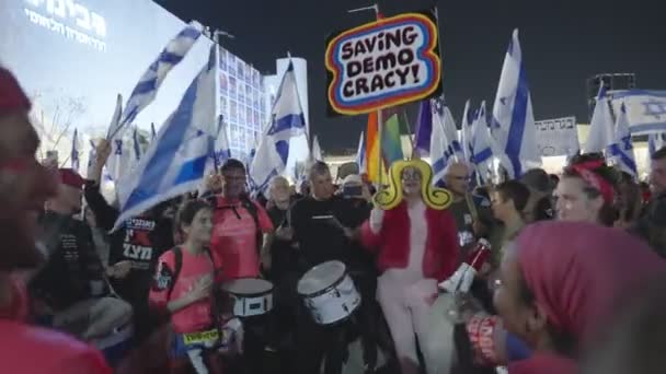 Tel Aviv Israel March 2023 People Protesting Israeli Government Judicial — Stock Video