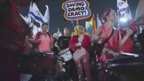 Tel Aviv Israel Березня 2023 Люди Протестують Проти Урядової Судової — стокове відео
