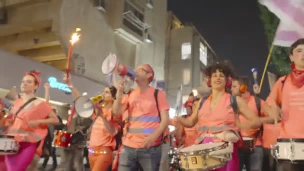 Tel Aviv Israël Maart 2023 Mensen Die Protesteren Tegen Gerechtelijke — Stockvideo