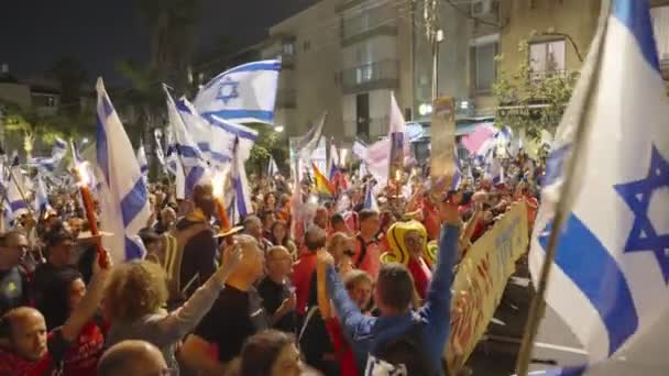 Τελ Αβίβ Israel Μαρτίου 2023 Άνθρωποι Διαμαρτύρονται Κατά Της Δικαστικής — Αρχείο Βίντεο