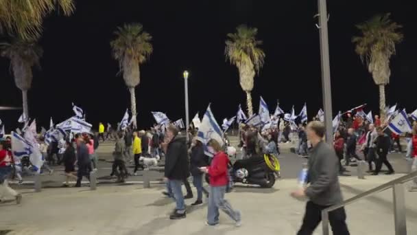Tel Aviv Israel Maret 2023 Orang Memprotes Reformasi Peradilan Pemerintah — Stok Video