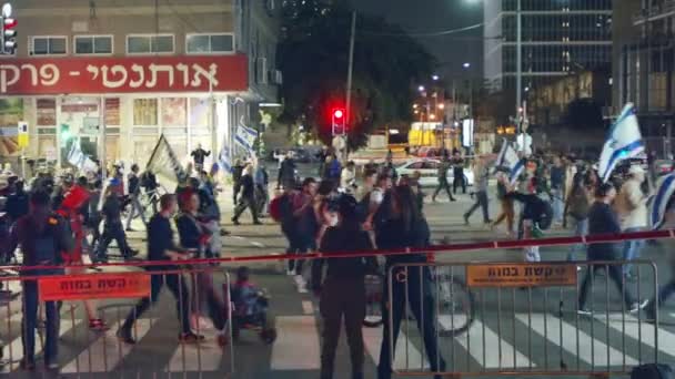 Bnei Brak Israel Marzo 2023 Manifestantes Chocan Con Fuerzas Policiales — Vídeos de Stock
