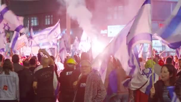 Bnei Brak Israel 2023 시위대 개혁에 반대하는 — 비디오