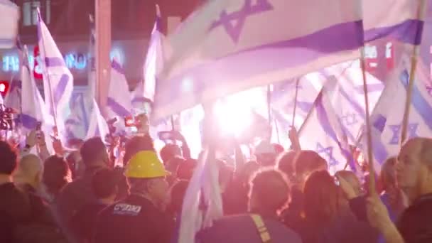 Бней Брак Израэль Марта 2023 Года Протестующие Сталкиваются Полицией Время — стоковое видео