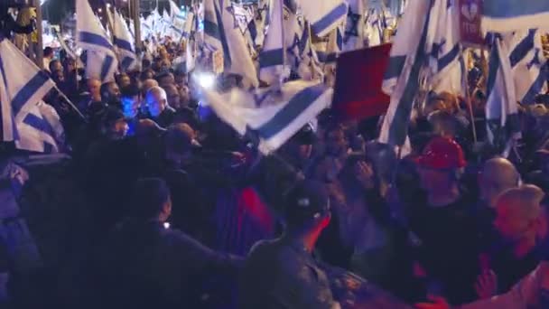 Bnei Brak Israel Μαρτίου 2023 Διαδηλωτές Συγκρούονται Κατά Διάρκεια Διαδηλώσεων — Αρχείο Βίντεο