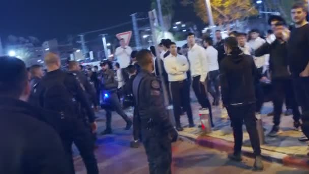 Bnei Brak Israel Marca 2023 Protestujący Zderzają Się Policją Podczas — Wideo stockowe