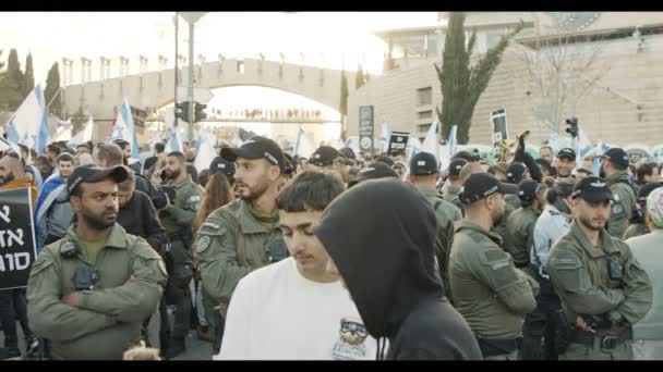 Jeruzalém Israel Března2023 Demonstrace Pravicového Křídla Podporu Reformy Soudnictví — Stock video
