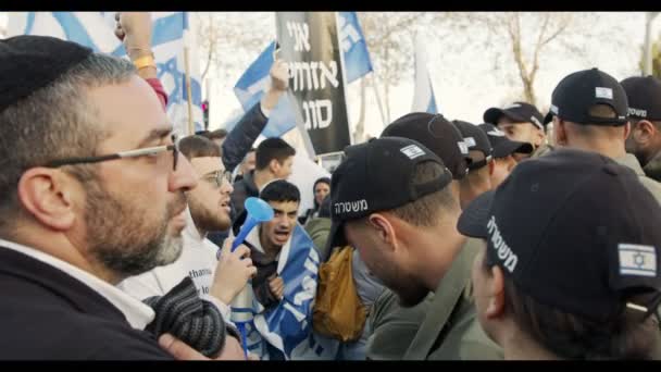 耶路撒冷 Israel 2023年3月27日支持司法改革的右翼示威 — 图库视频影像