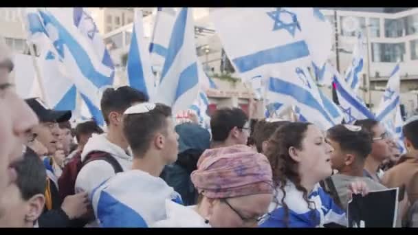 Jerusalém Israel Março 2023 Manifestação Direita Apoio Reforma Judicial — Vídeo de Stock