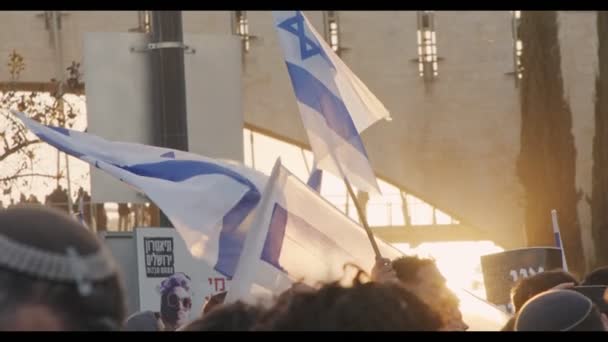 耶路撒冷 Israel 2023年3月27日支持司法改革的右翼示威 — 图库视频影像