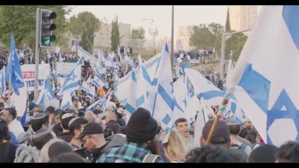Jeruzsálem Iszlám Köztársaság 2023 Március Jobboldali Demonstráció Igazságügyi Reform Támogatása — Stock videók