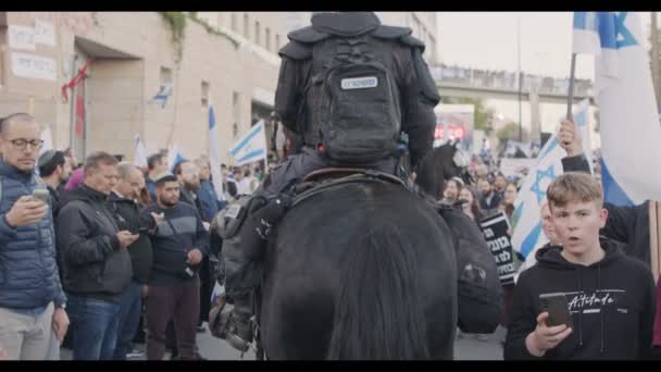 Jerusalém Israel Março 2023 Manifestação Direita Apoio Reforma Judicial — Vídeo de Stock
