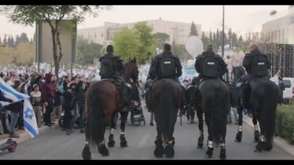 Jerozolima Israel Marca 2023 Demonstracja Prawicy Wspierająca Reformę Sądownictwa — Wideo stockowe