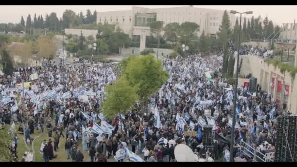 Jerusalén Israel Marzo 2023 Manifestación Derecha Apoyo Reforma Judicial — Vídeos de Stock