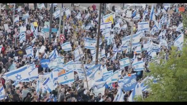 Jeruzsálem Iszlám Köztársaság 2023 Március Jobboldali Demonstráció Igazságügyi Reform Támogatása — Stock videók