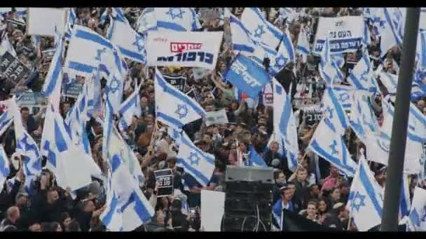 Jerusalén Israel Marzo 2023 Manifestación Derecha Apoyo Reforma Judicial — Vídeos de Stock
