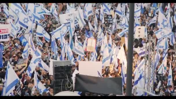 Jerusalem Israel Mars 2023 Högerdemonstration Till Stöd För Reformen Rättsväsendet — Stockvideo