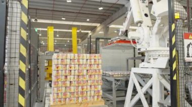 Robotik Kol yerleştirerek konserve gıda ambalaj ambar için