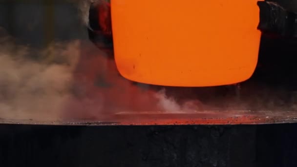 Metal Forging Aerospace Industry Using Industrial Forging Press — Stock Video