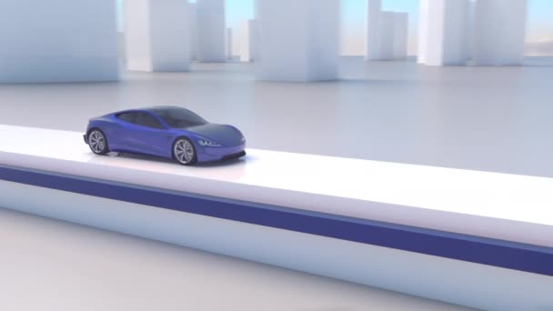 Tampilan Dari Konsep Mobil Mengemudi Dalam Lanskap Futuristik — Stok Video
