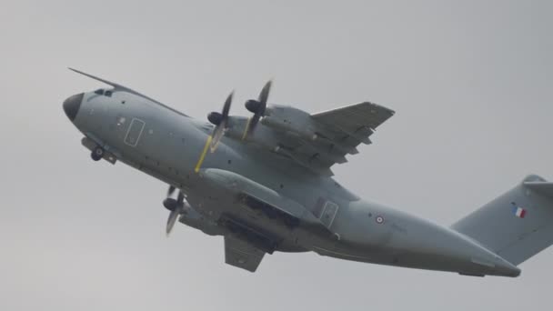 A400 Atlas Military Transport Plane Flight — Stock Video