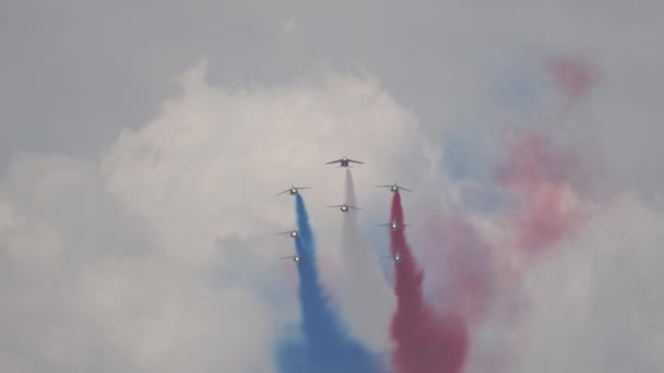 París Francia Junio 2023 Patrouille France Equipo Demostración Acrobacias Aéreas — Vídeo de stock