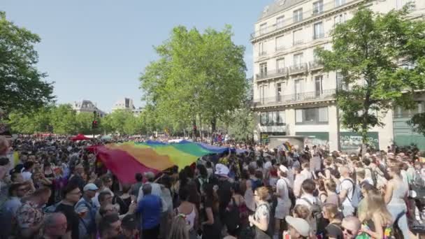 Paris Frankrike Juni 2023 Folk Går Byens Gater Den Årlige – stockvideo