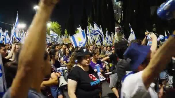 Gerusalemme Israele Luglio 2023 Manifestanti Che Marciano Strade Della Città — Video Stock