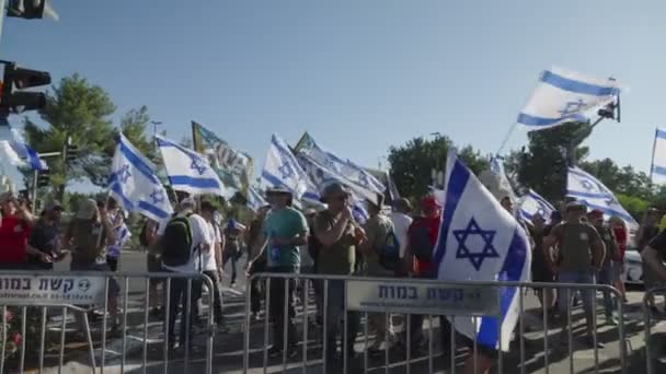 Jeruzalem Israël Juli 2023 Demonstratoren Confronteren Politie Tijdens Rellen — Stockvideo