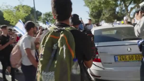 Иерусалим Израель Июля 2023 Года Демонстранты Сталкиваются Полицией Время Беспорядков — стоковое видео