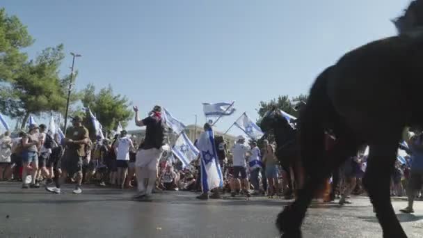 Jerusalem Israel Juli 2023 Demonstranten Stellen Sich Bei Ausschreitungen Der — Stockvideo