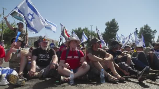 Иерусалим Израель Июля 2023 Года Демонстранты Сталкиваются Полицией Время Беспорядков — стоковое видео