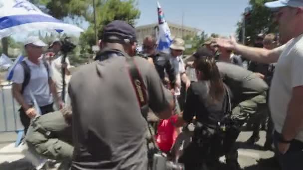 Kudüs Smail Temmuz 2023 Şehir Sokaklarında Yürüyüş Yapan Göstericiler — Stok video