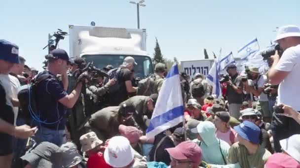 Jerusalén Israel Julio 2023 Manifestantes Marchando Por Las Calles Ciudad — Vídeos de Stock